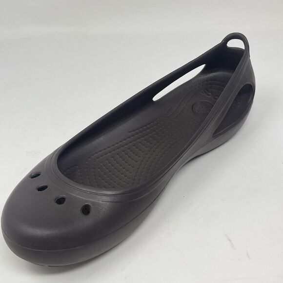 Crocs Kadee Shoes Womens 10 Brown Ballet Flats Casual Comfort Slip On Light - Picture 8 of 14